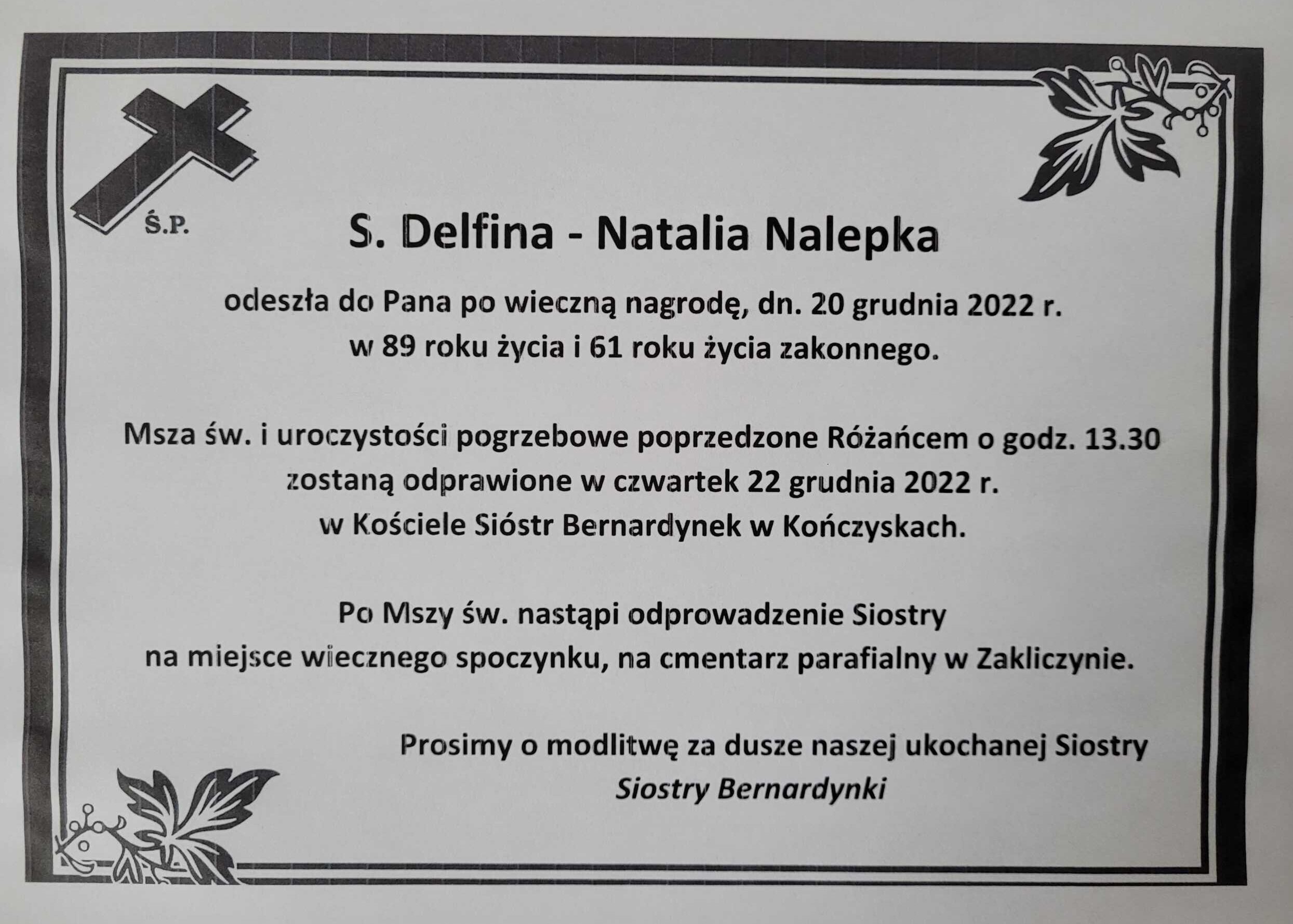 Ostatnie pożegnanie Siostry Delfiny