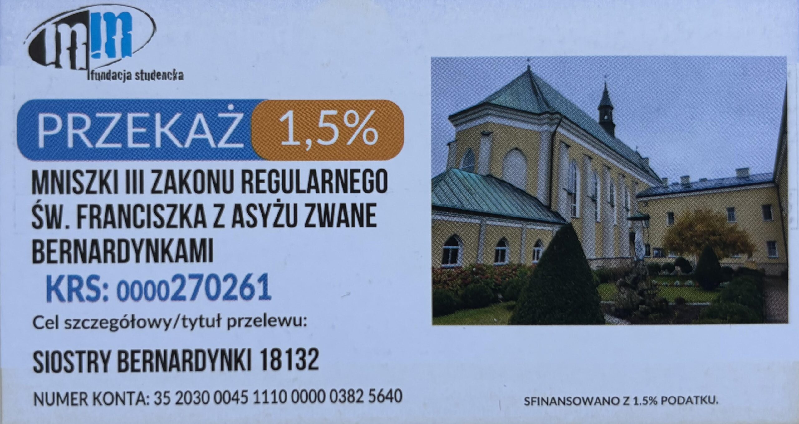Prośba o przekazanie 1,5% podatku